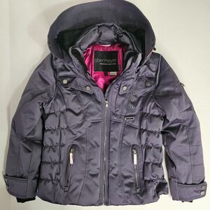 Obermeyer Womens 10 Petite Leighton Ski Jacket Coat Purple Hood Satin Finish
